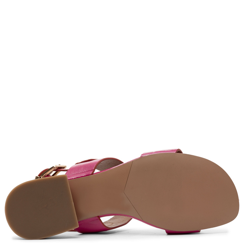 Maciejka Leather Patent Adjustable Low-Heel Sandals Pink K7455-15/00-1