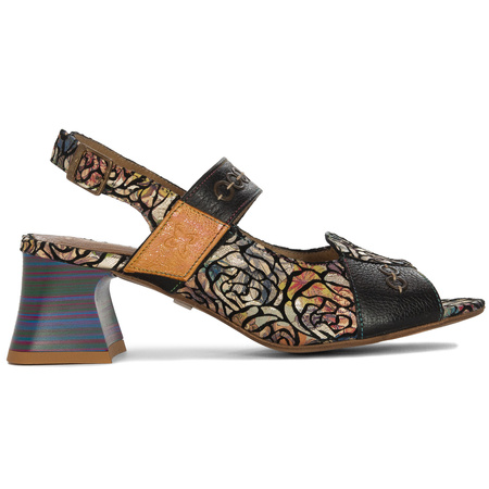 Maciejka Sandały Damskie Na Obcasie Skórzane Czarne