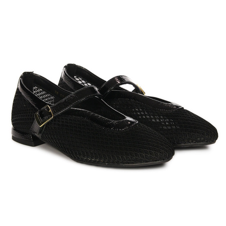 Maciejka Leather Mary Jane Ballerinas Almond Toe Black 06939-01/00-0