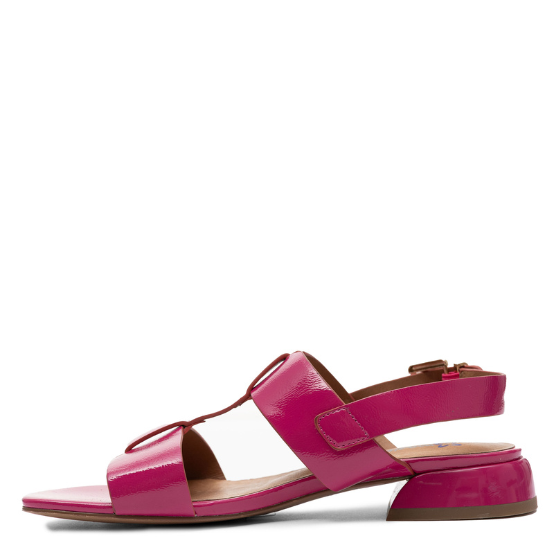 Maciejka Leather Patent Adjustable Low-Heel Sandals Pink K7455-15/00-1