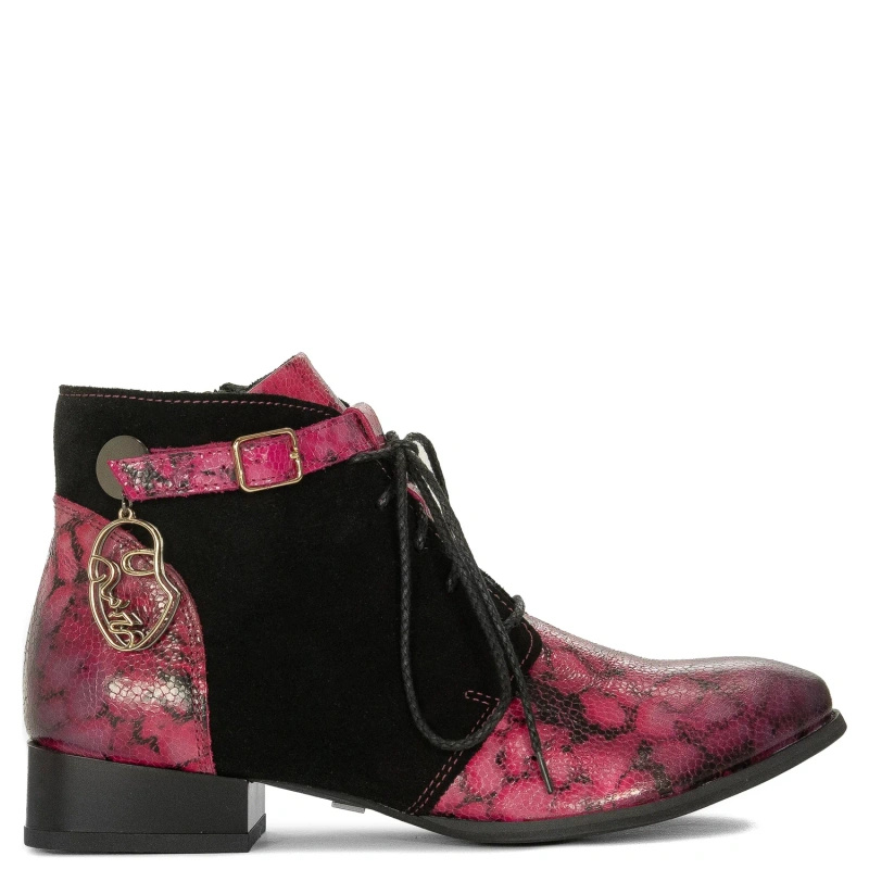 Maciejka Women's Leather Boots Pink and Black