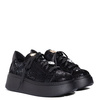 Maciejka Leather Sneakers Platform Jeweled Detail Black 6191W-02/00-8