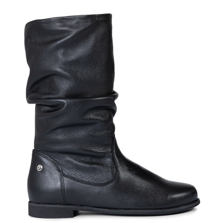 Maciejka Kozaki Skórzane Slouchy Płaskie Czarne 05057-20/00-6