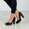Maciejka Classic Leather Pumps on Block Heel and Platform Black 02629-43-00-1