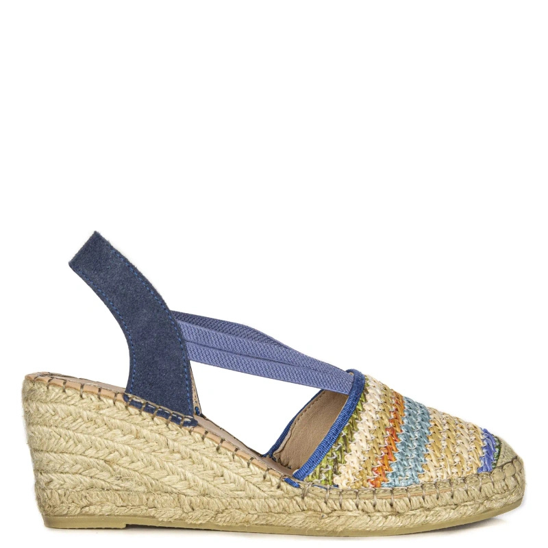 Maciejka Espadryle półbuty damskie na koturnach jeans F6525-06/00-1