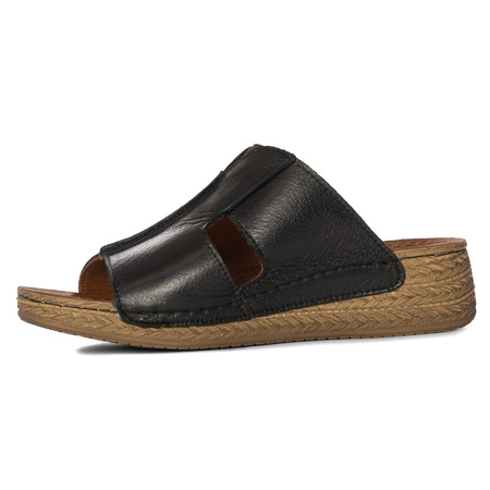 Maciejka Black Women's Leather Slides