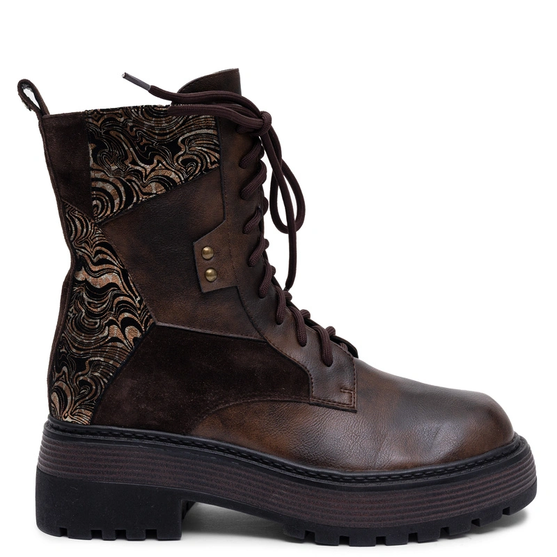 Maciejka Leather Lace-Up Boots Flat Sole Brown K7837-02/00-7