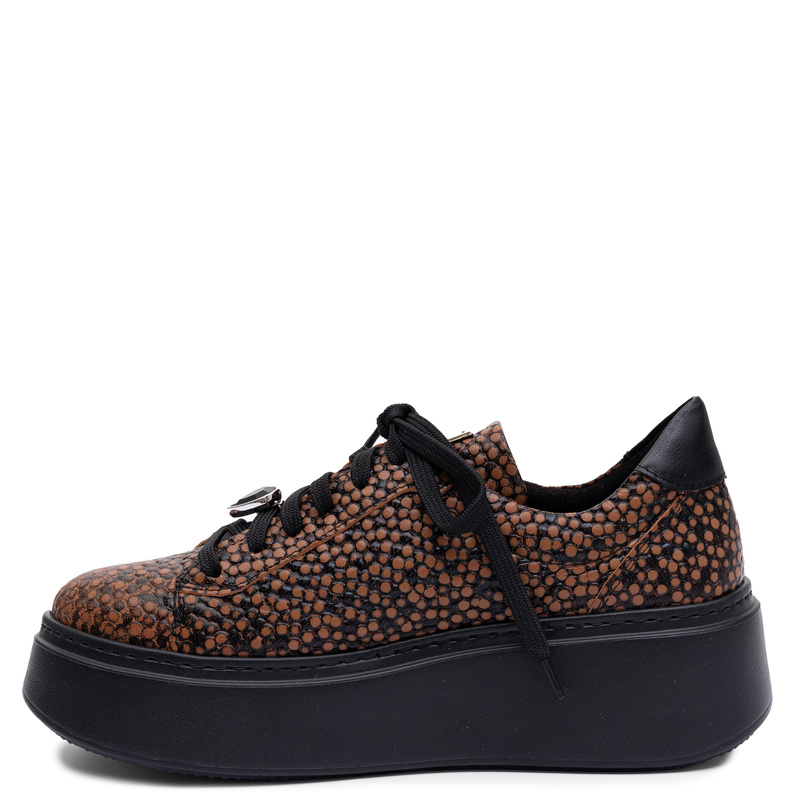 Maciejka Women's Genuine Leather Platform Sneakers Brown Polka Dot 6191W-16/00-8