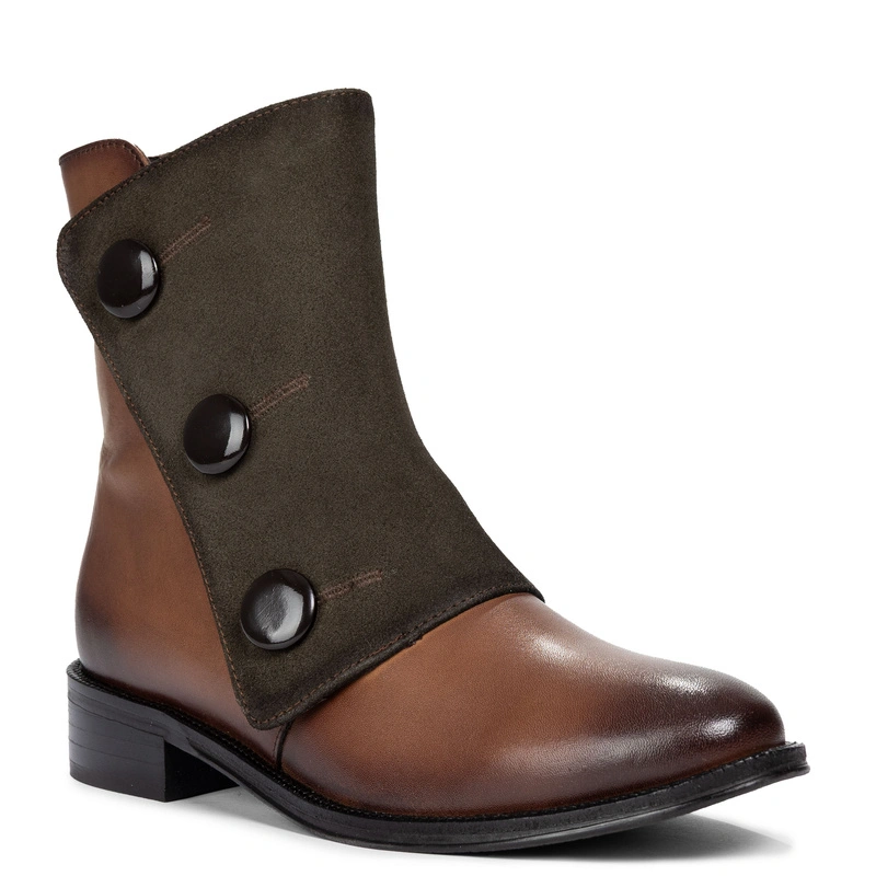 Maciejka Women’s Suede-Leather Ankle Boots with Asymmetric Flap Brown H7172-29/00-7