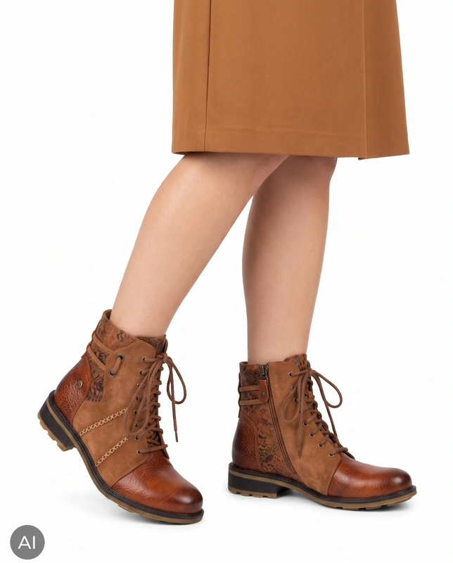 Maciejka Leather Ankle Boots Refined Warm Design Orange 07609-29/00-8