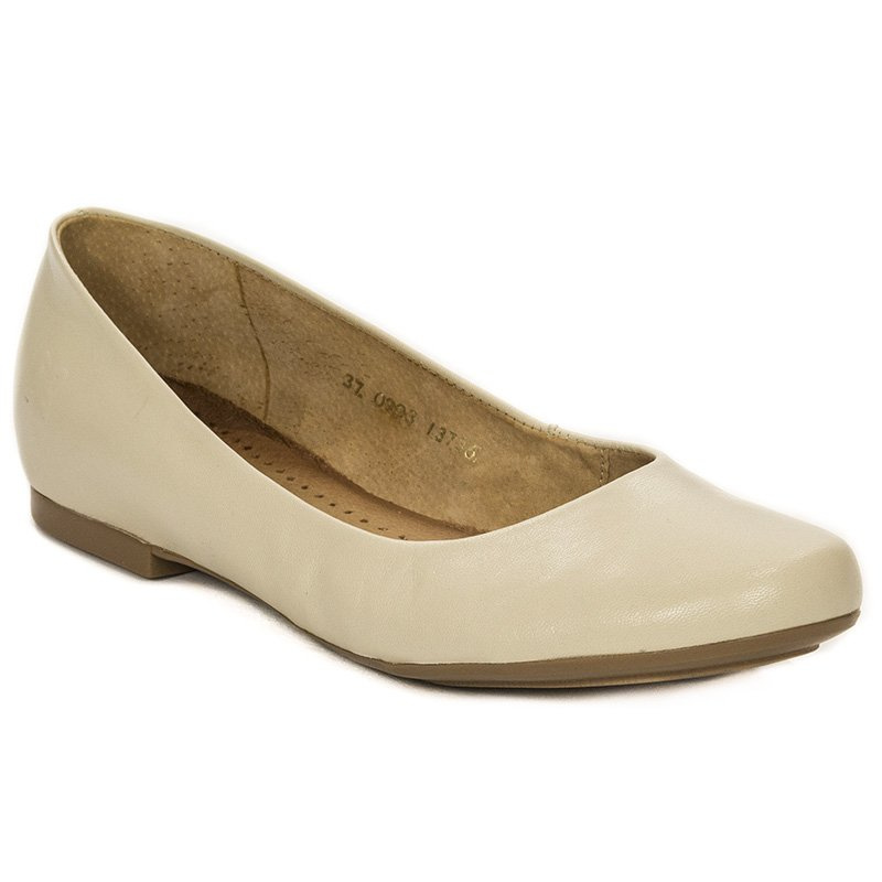 Maciejka Leather Ballerina Flats Soft Insole Low Heel Beige 00903-32/00-5