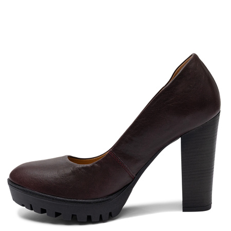 Maciejka Leather High Heel Shoes Burgundy Platform 2629W-09/00-1
