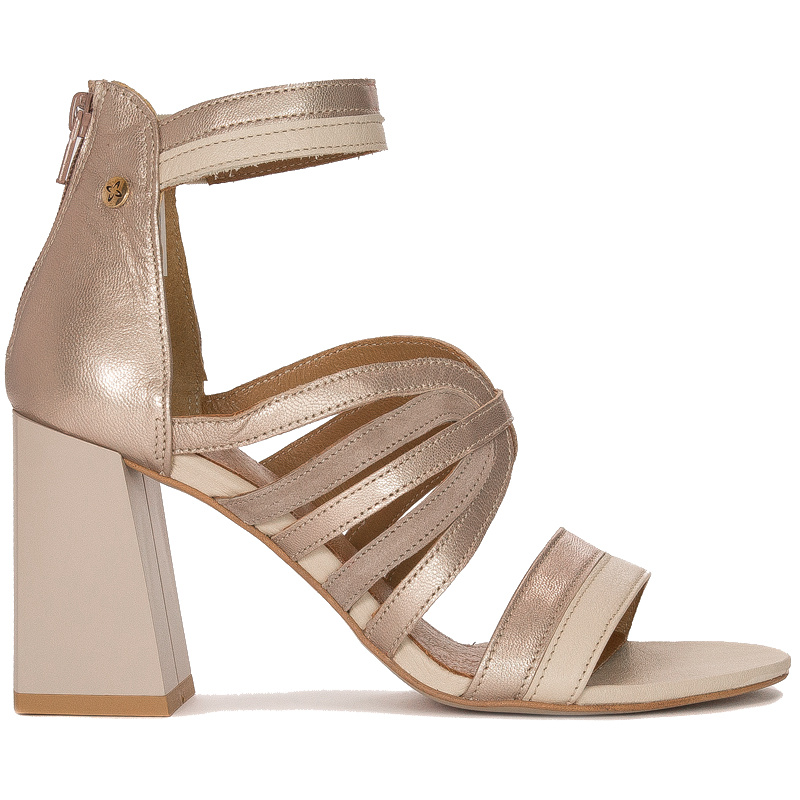 Maciejka Women's sandals in natural leather beige&gold