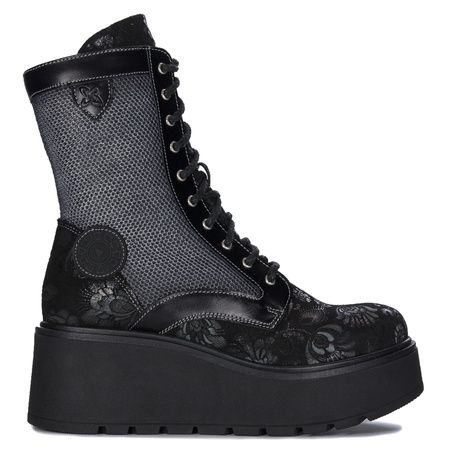 Maciejka Leather Insulated Lace-Up Platform Combat Boots Black 06720-01/00-8