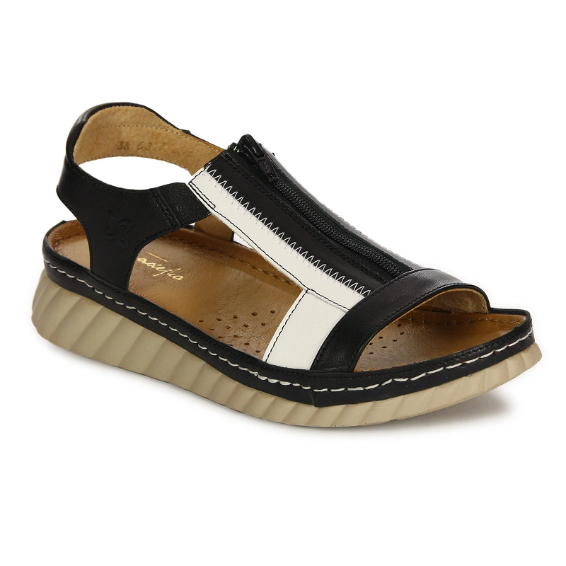 Maciejka Women's Leather Black and White Sandals
