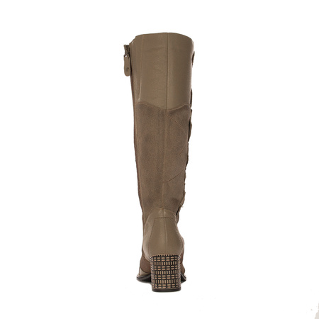 Maciejka Kozaki Skóra Naturalna Ciemny Beż