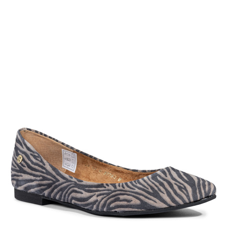 Maciejka Suede Leather Ballerinas Almond Toe Beige-Black 4100W-01/00-8