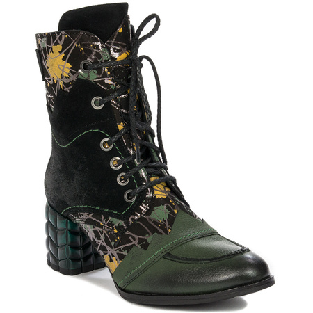 Maciejka Black and Green Lace-up Boots