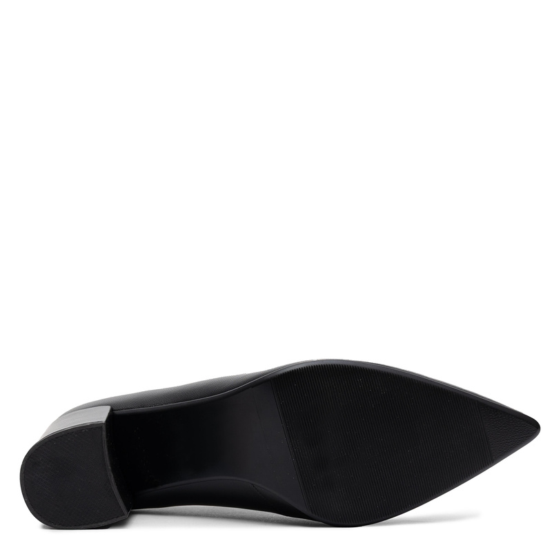 Maciejka Leather Asymmetric Pumps Block Heel Black K7469-01/00-1