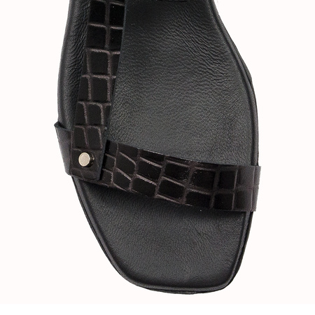 Maciejka black leather women's flat velcro sandals
