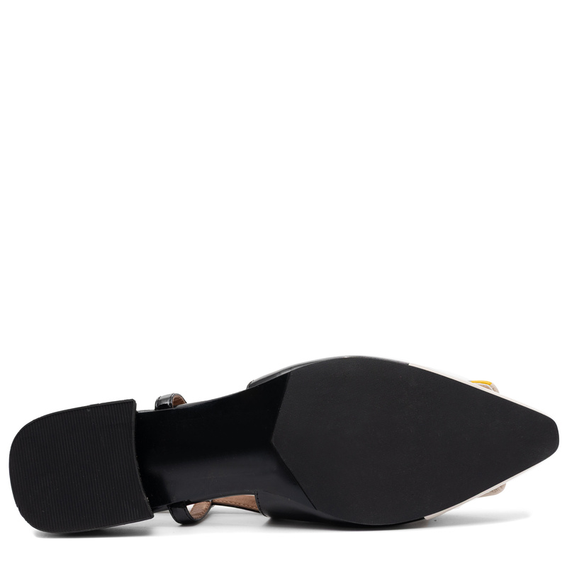 Maciejka Leather Court Shoes Slingback Pointed-Toe Black/Beige/Yellow K7427-01/00-1