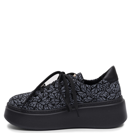 Maciejka Women's Genuine Leather Platform Sneakers Black And Blue 6191W-18/00-8