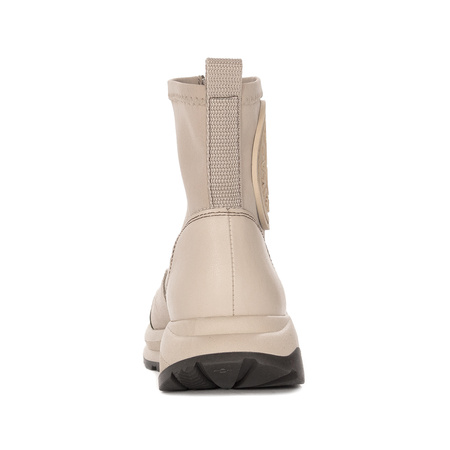 Maciejka Craftsmanship Leather-Textile Ankle Boots Front-Zip Light Beige 06297-22/00-8