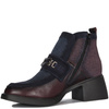 Maciejka Leather Two-Tone Ankle Boots Decorative Strap Block Heel Burgundy-Navy A6747-23/00-8