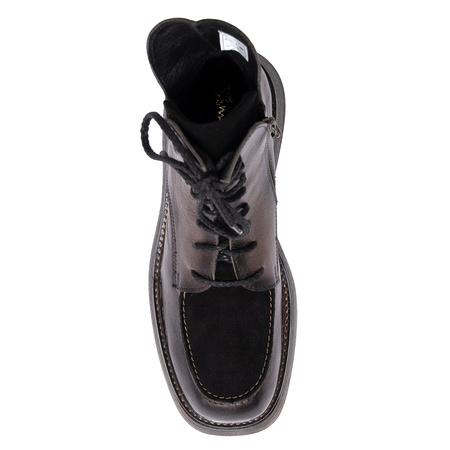 Maciejka Leather Women’s Lace-Up Platform Boots With Side Zipper Brown-Black 07110-02-00-8