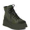 Maciejka Velour Leather Combat Boots on Platform Olive 06309-24/00-8