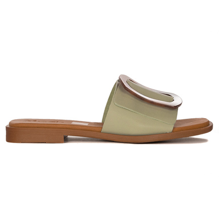 Maciejka Green Women's Leather Slides