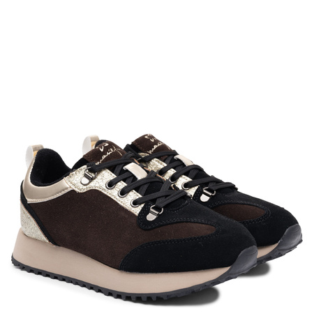 Maciejka Women's Sneakers Made of Natural Leather, Brown with a Metallic Accent M7360-02/00-7
