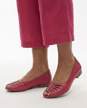 Maciejka Leather Ballerinas Peep-Toe Cutout Pink P7541-15/00-1