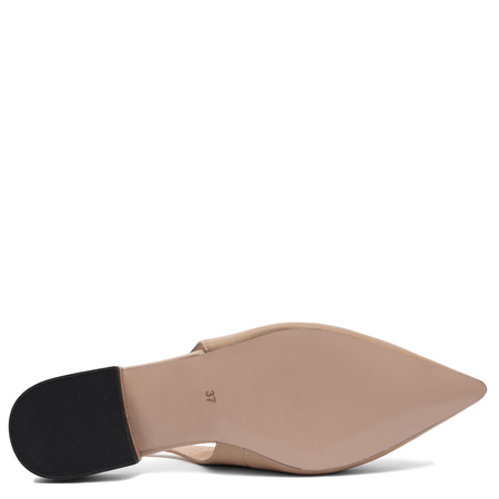 Maciejka Czółenka Slingback Skórzane Płaski Obcas Beżowe K7449-04/00-1