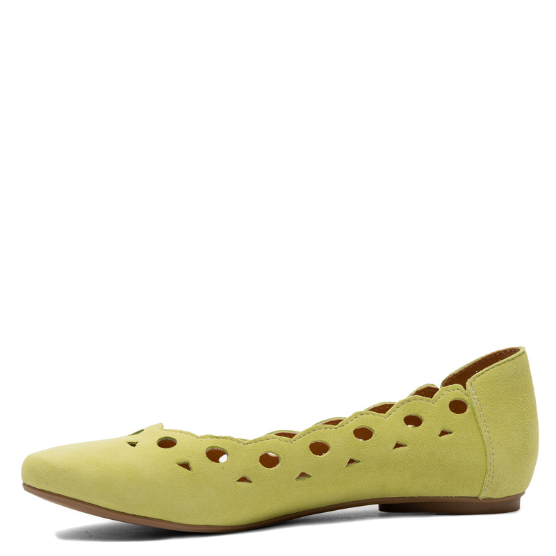 Maciejka leather ballerinas laser-cut almond toe green 01299-09/00-5