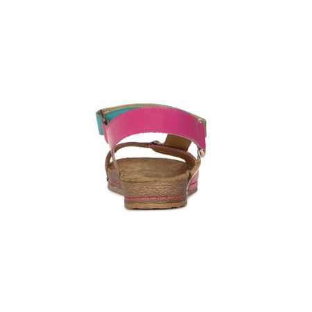 Maciejka Women's Leather Sandals Pink Turquoise