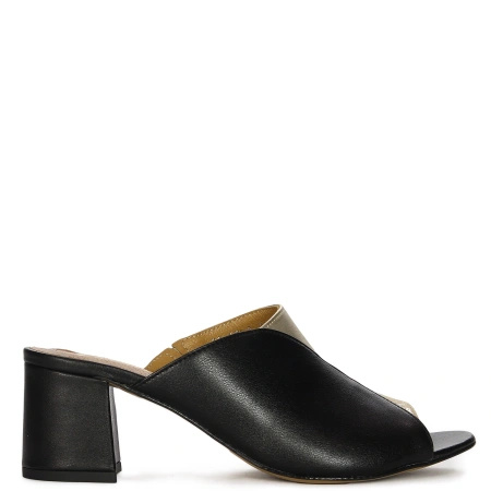 Maciejka Women's Leather Flip Flops Gold Black