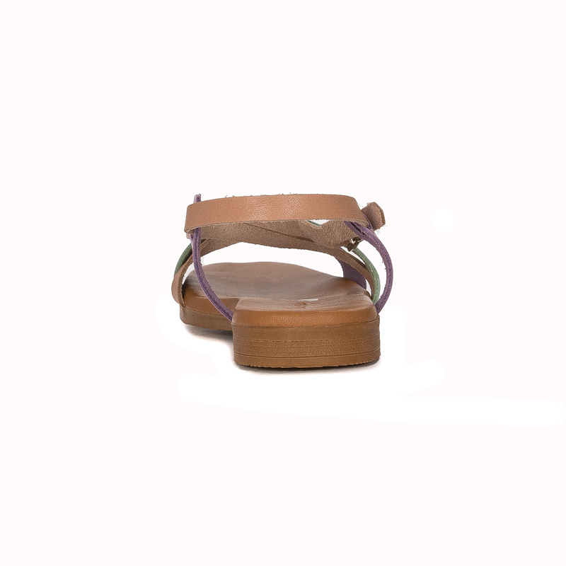 Maciejka beige leather women's flat sandals