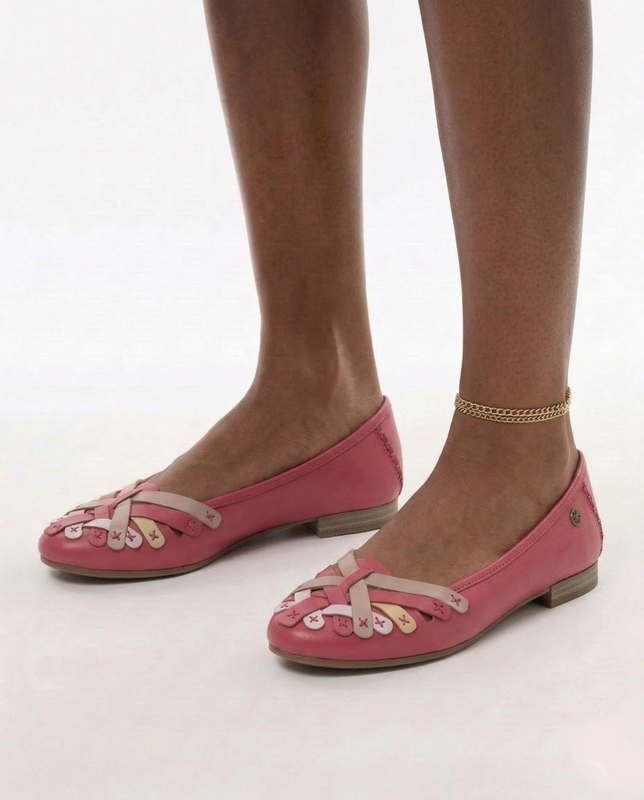 Maciejka Leather Ballet Flats Pastel Accents Pink P7542-15/00-0