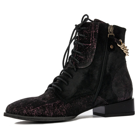 Maciejka Black and Burgundy Leather women's Boots 06193-01/00-7