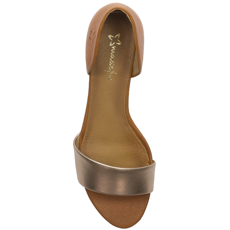 Maciejka Leather Brown + Gold Women's Sandals 01971-68/00-5