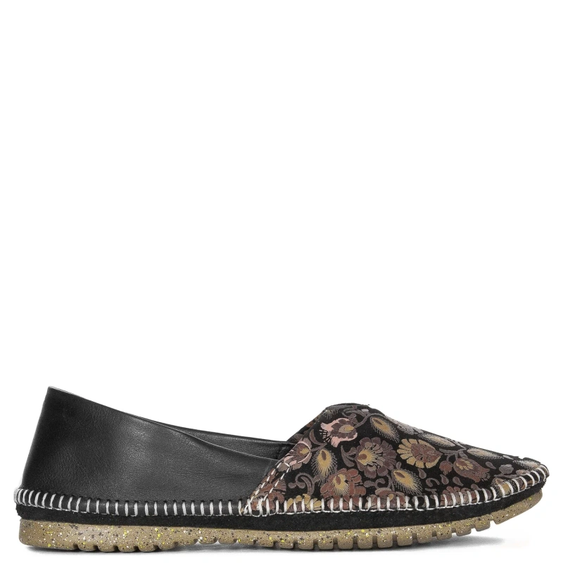 Maciejka Official Women's Leather Slip-On Shoes Floral Black T1929-71/00-0