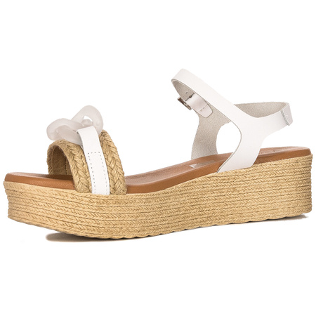 Maciejka white leather women's espadrilles sandals