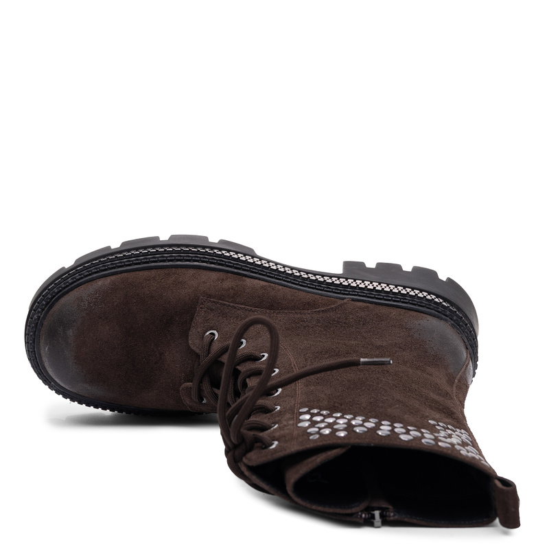 Maciejka Women's Suede Leather Laced Ankle Boots On Platform Dark Brown K7808-02/00-7