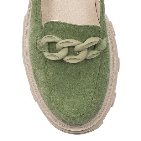Maciejka Women's shoes green suede leather