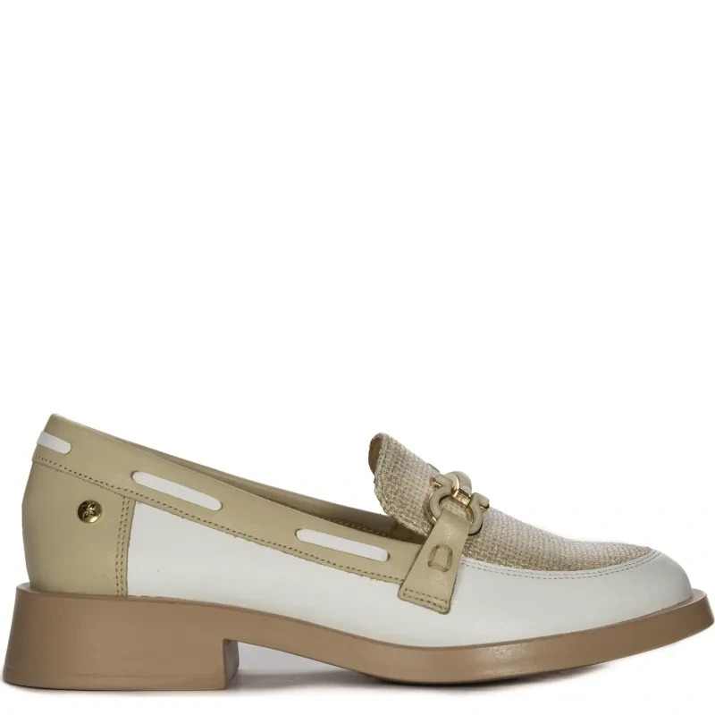 Maciejka Woman's Leather White + Beige Flat Shoes