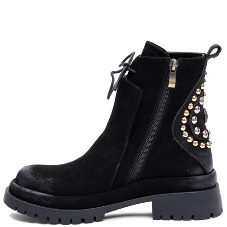 Maciejka Leather Lace-Up Boots with Decorative Studs Black K7747-01/00-7
