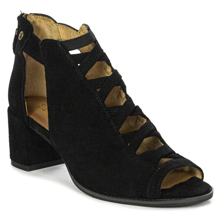Maciejka Leather Cut-Out Block-Heel Black 06456-01/00-5