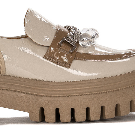 Maciejka Loafers Patent Leather Chunky Platform Light Beige 06294-22/00-8