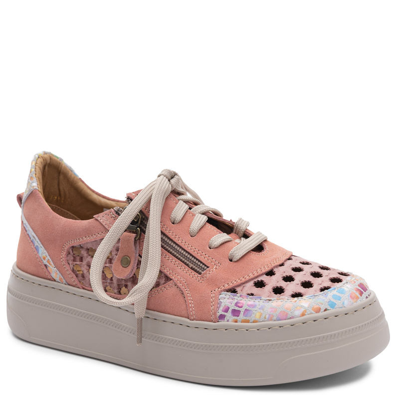 Maciejka Leather Openwork Platform Sneakers Pink 07317-15/00-1